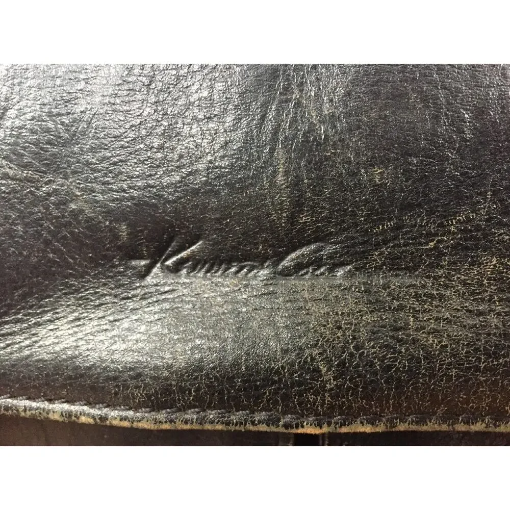 Kenneth Cole New York Black Leather Laptop Computer Messenger Doctors Case Bag